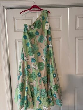 Sleeveless Floral A-Line Dress in Green & Teal